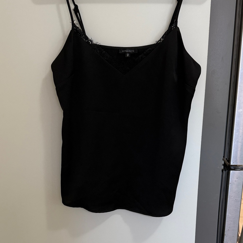 Dynamite Elegant Black Camisole with Lace Detail